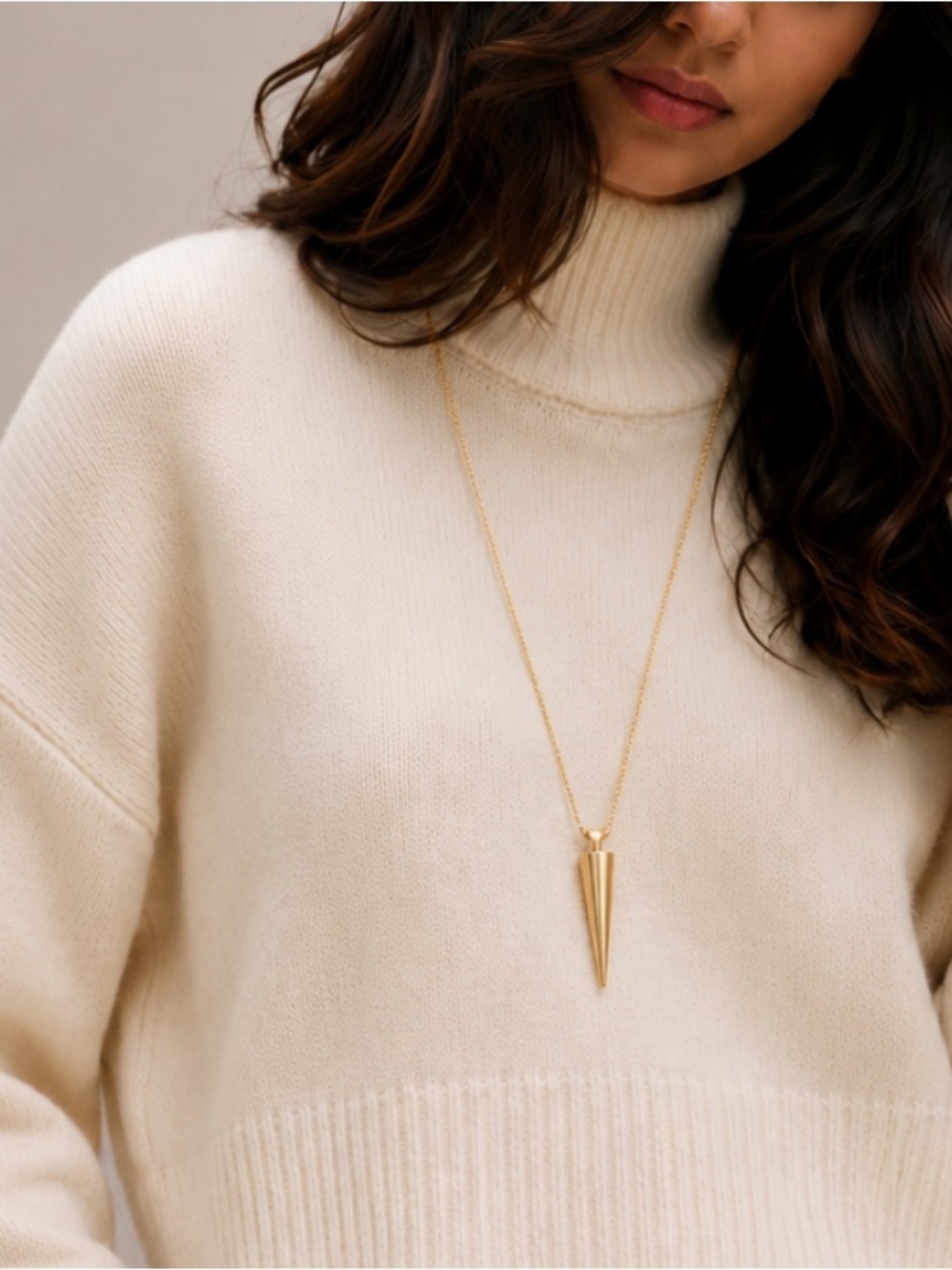 New! 18K Gold Plated Cone Drop Necklace NWOT 2012